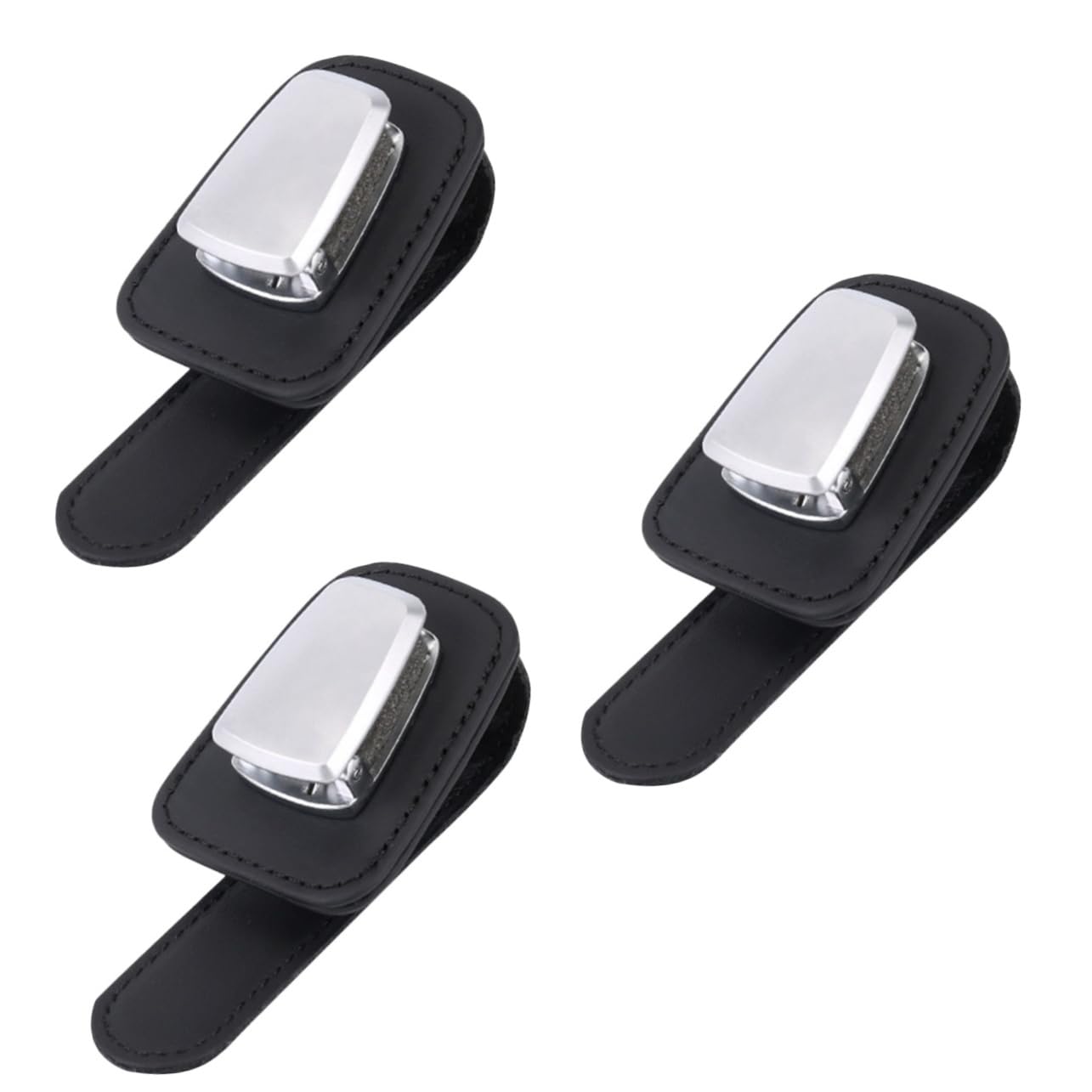 GLEAVI 3piezas Soporte De Gafas De Sol para Coche Piel Premium Clip Multiusos para Parasol Organizador De Gafas y Tarjetas Diseño Compacto y Práctico