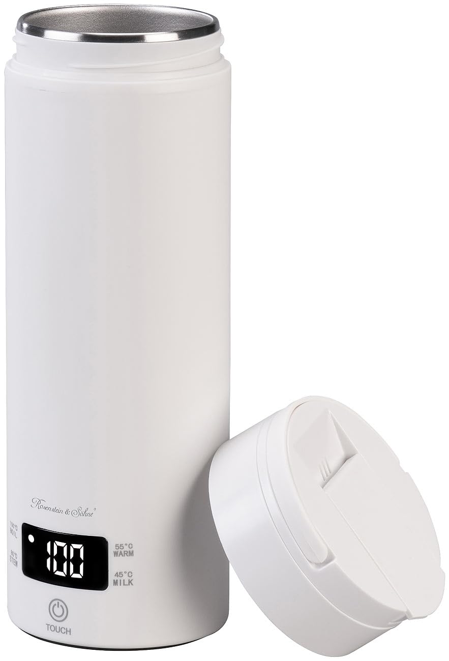 Rosenstein & Söhne Mini-Reisewasserkocher: 2er-Set Reise-Wasserkocher & Isolierkanne, 300 W, 500 ml, 4 Stufen (Isokannen)