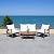 SAFAVIEH Outdoor Collection Deacon Natural/Beige Cushion with Black Piping 4-Piece Conversation Patio Set