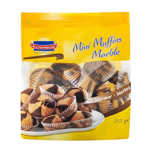 KuchenMeister Mini Muffins Marmor | im Beutel 255g | Locker, saftige Marmor Muffins | Mini Format | perfekt für zwischendurch & unterwegs | (1 x 255g)