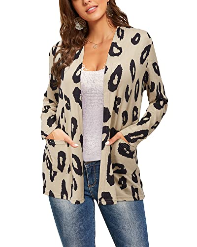 ULTRANICE Cardigan Sweaters Womens Fashion 2024 Trendy Lightweight Long Sleeve Casual Knitted Cardigans Sweater Tops Clothes Outfits with Pockets(Leopard T,S)2