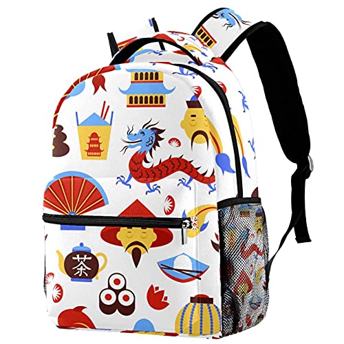 Sac à dos de voyage dragon avec porte-bouteille pour fille et garçon