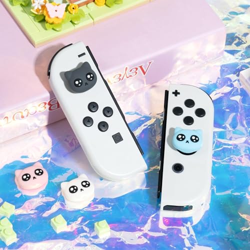 Image of GeekShare 4PCS Cat Shape Silicone Joystick Caps for Switch /OLED /Lite - Tearful Eyes Cat Thumb Grip Caps