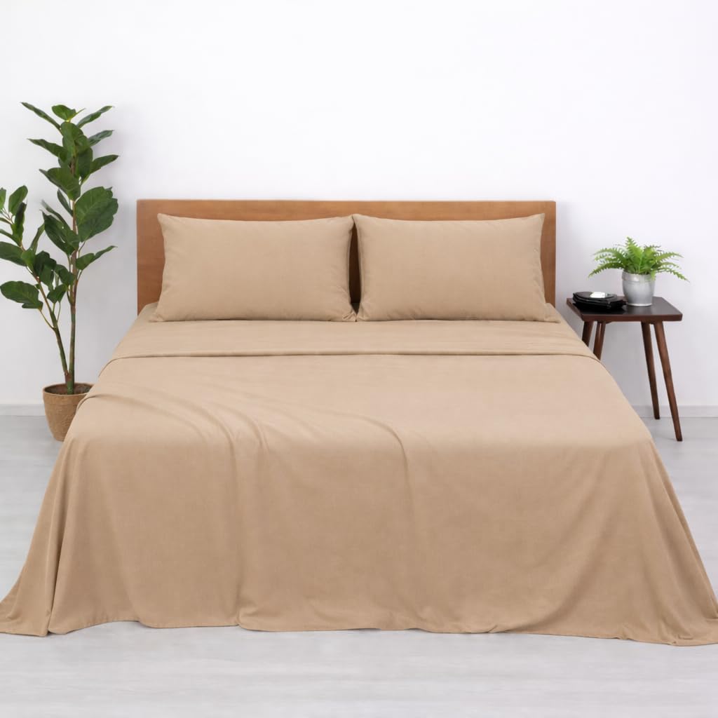 Blue Strip Polycotton Bedsheet, Double 90x100 (Camel)