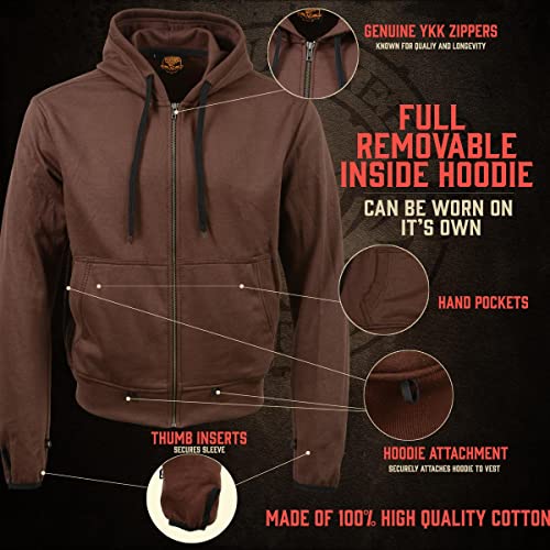 Image of Milwaukee Leather Men's Premium Leather Motorcycle Riders Vented Jacket with Removable Hoody Liner