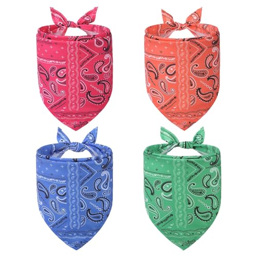 Kooltail BJSJ101_PSL Dog Bandanas 4 Pack - Spring Summer Washable Pet Scarf Bibs Kerchief, Dog Apparel & Accessories For Girl Boy Small Medium Large Dogs Puppy Paisley Pattern cover