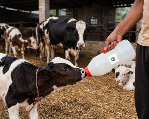 Eco-PetCare Calf Feeding Bottle 2.5L with Rubber Nipple and Handle | Heavy Duty Livestock Milk Feeder for Cow Buffalo Goat Sheep Dairy Farm Use, Pack of 1 - Image 3