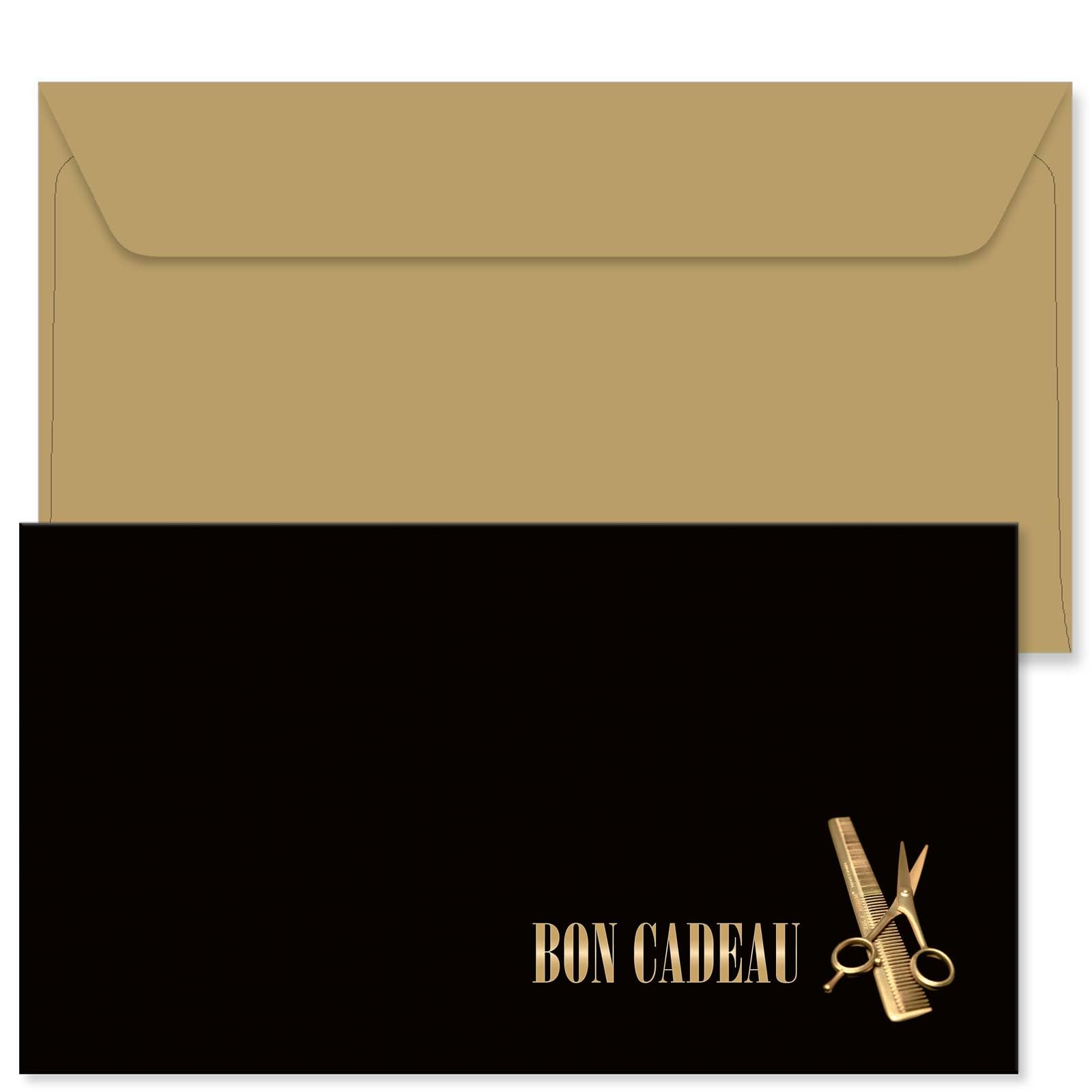 POS BON - 100 bons cadeaux à remplir avec enveloppe - formulaires imprimés pour des salons de coiffure K1251F-1-100-V1