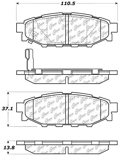 Image of Centric 105.11140 Posi Quiet Premium Ceramic Rear Disc Brake Pad Set for Select Scion and Subaru Model Years