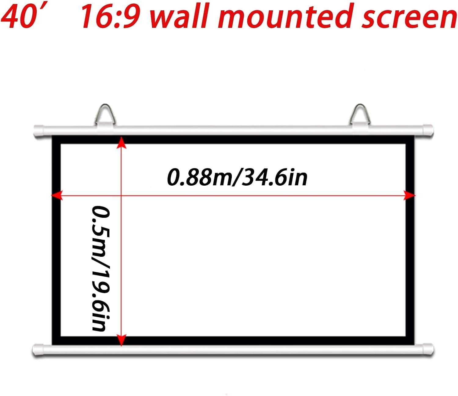 30-calowy, 40-calowy, 50-calowy, 60-calowy, 72-calowy Przenośny Ekran Projekcyjny, 4: 3 16:9 Składane Ekrany Projekcyjne Hd Pull Down, Przenośny Składany Ekran Przeciwzmar, 16:09:00, 40"
