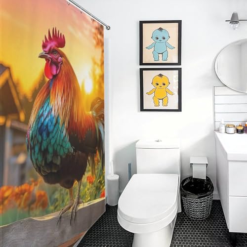 Rideau de douche coq en tissu polyester imperméable 152x183 cm - 3