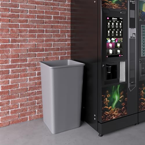 Image of 50 Gallon Gray Square Commercial Trash Garbage Can | Outdoor Office Restaurant School Kitchen