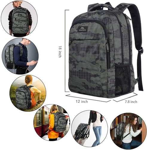 Image of MATEIN Travel Backpack with USB, Sturdy College School Backpack for 15.6 Inch Laptop with Anti Theft Pocket for Women & Men, Slim Lightweight Laptop Bag Computer Bookbag Daypack for Adult Teens Gift