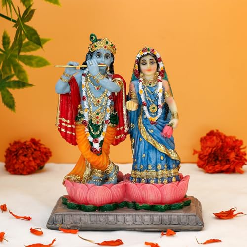 Estatua Dios Hindú Radha Krishna 14.5 cm Polystone Multicolor