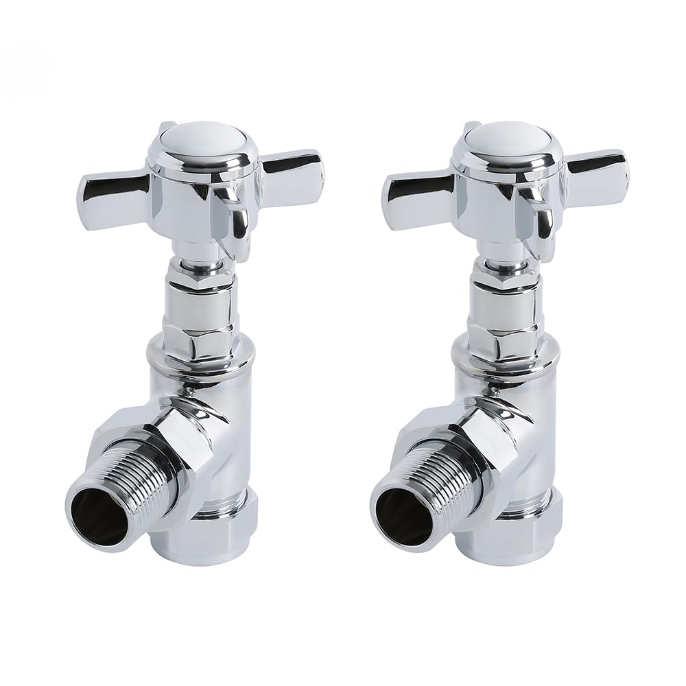 Milano Pair Of Chrome Angled Heated Towel Rail Radiator Valves