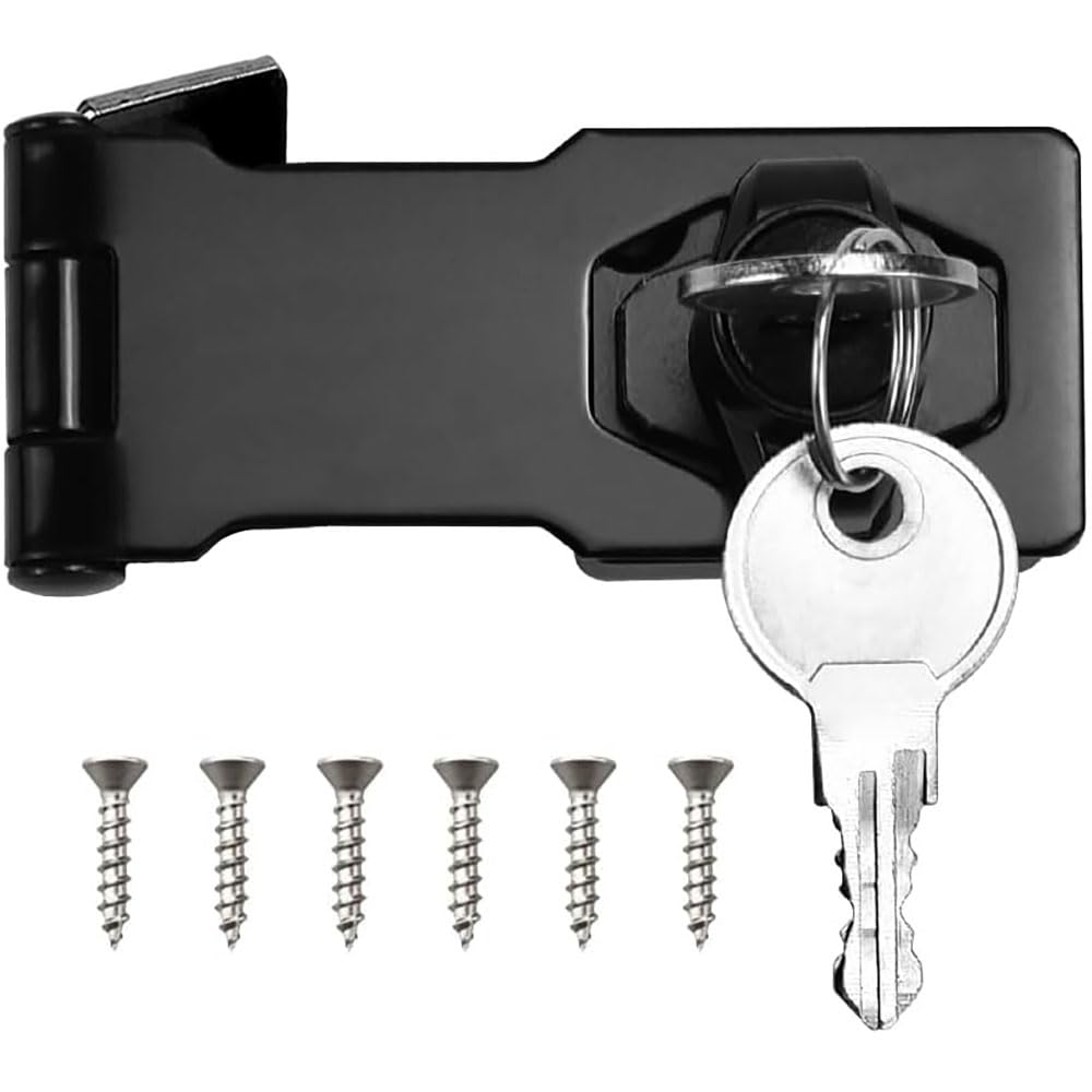 Litensh Keyed Hasp Door Lock Hasp and Staple Padlock Gate Latch Door Bolt Lock with Different Keys