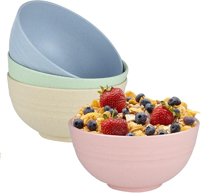 homchen Unbreakable Cereal Bowls, 4 Pack Large Soup Bowls for Adults Kids Dishwasher & Microwave Safe, BPA Free
