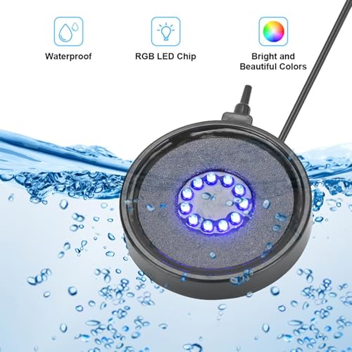 Burbujeador LED para Acuario circular de 13 cm con conexión USB de 7 colores 5