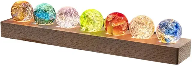 Rtyweth 4 cm Kristallkugel Ornamente - Fantasy bunte Glaskugel Lampe mit sieben Planeten