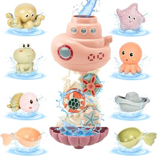 IEEILULU Jouet de Bain pour Bébé, Jouet Cascade de Douche, Jouet de Bain Cascade Interactif avec Engrenages et Mignons d'animaux Marins, Cadeau pour Bébé Enfant Garçons Filles (Couleur Aléatoire)