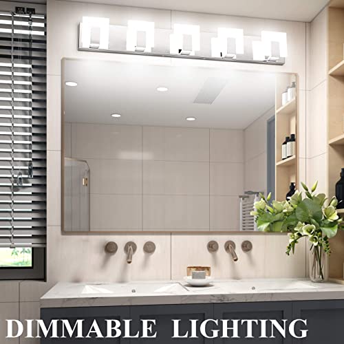 Snapklik.com : Aipsun Dimmable Bathroom Light Fixture Modern 5 Lights LED Bathroom Vanity Light ...
