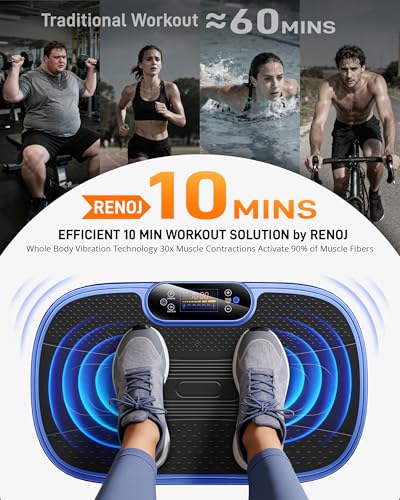 Image of Renoj Vibration Plate Exercise Machine, 3D Whole Body Vibration Platform for Lymphatic Drainage and Muscle Recovery, 455-lb Capacity Fitness Machine with Bluetooth Speaker and LED Display for Home Gym