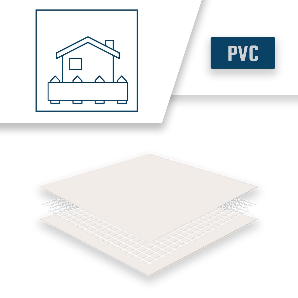 Tecplast Telo Ombreggiante Bianco Crema 3,5x3,5 m - Garantia de 8 Anni LP640BV - Frangivista PVC per Giardino, Balcone e terrazzo