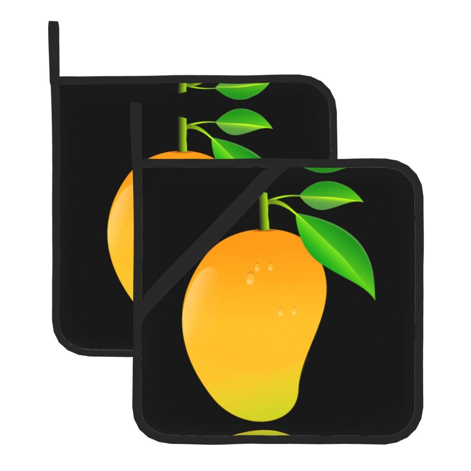 WHJSSF Mango Prints Square Pot Holders - Heat Resistant Kitchen Trivets 2-Pack - Waterproof Covers for Hot Dishes, Oven & Grill with Hanging Loop
