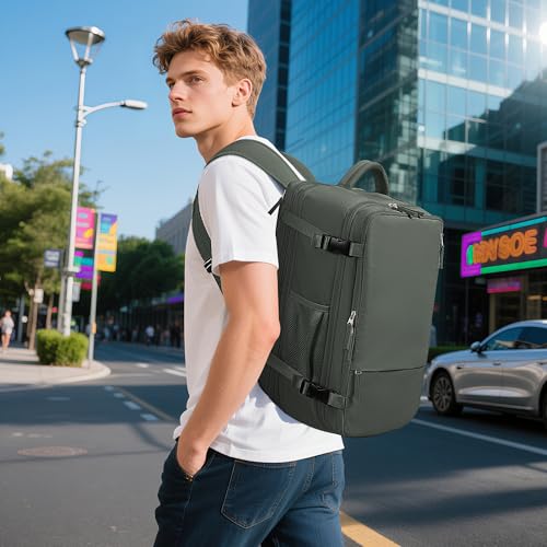 Image of Sinaliy Large Expandable Travel Backpack for Men and Women, 17 Inch Laptop, Waterproof, Casual, College Bookbag, Backpack for Women, as Person Item Flight Approved