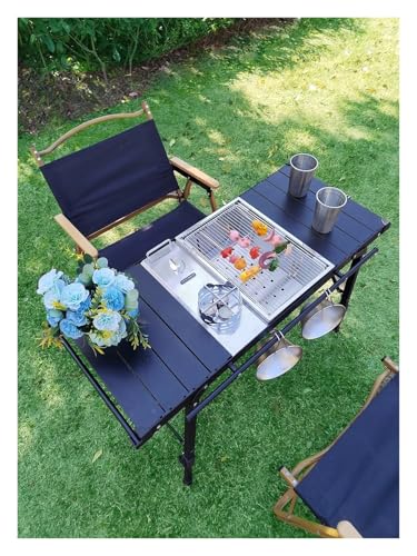 Table de camping pliante multifonctionnelle avec brasero réglable ITG