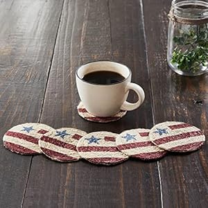 Vhc brands celebration americana jute coaster set of 6  urban country home decor