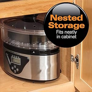 Hamilton Beach Digital Electric Food Steamer & Rice Cooker for Quick, Healthy Cooking for Vegetables and Seafood, Stackable Two-Tier Bowls, 5.5 Quart, Black & Stainless Steel Hamilton Beach Digital Electric Food Steamer Rice Cooker for Quick Healthy Cooking for Vegetables and Seafood Stackable Two Tier Bowls 55 Quart Black Stainless Steel