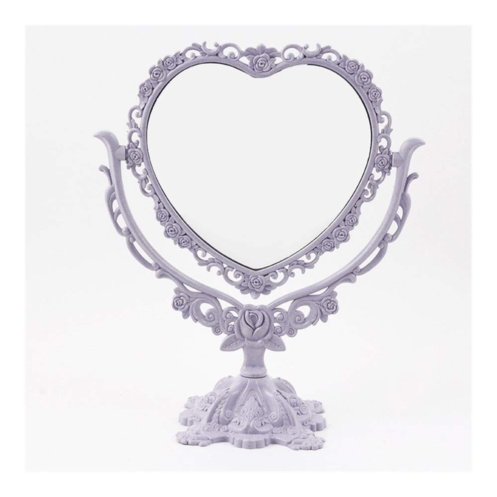 B-D Rotatable Gothic Mirror with Butterfly Rose Vines Decor Decor Beauty Tool Round Oval Heart Shape Makeup Mirror (Color : 03)