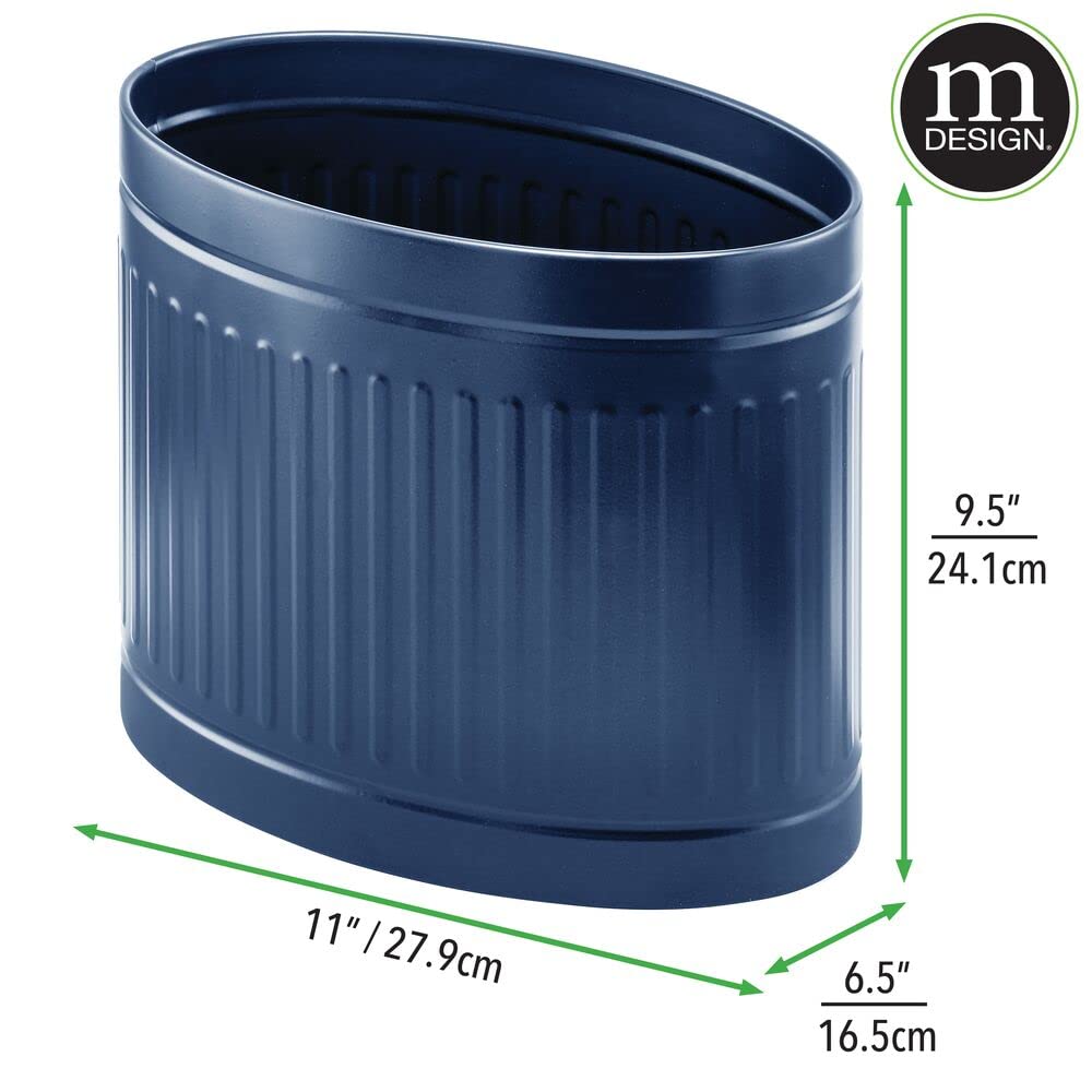 MDesign Mülleimer Aus Edelstahl, Oval, 7,9 Liter – Für Badezimmer, Küche, Schlafzimmer