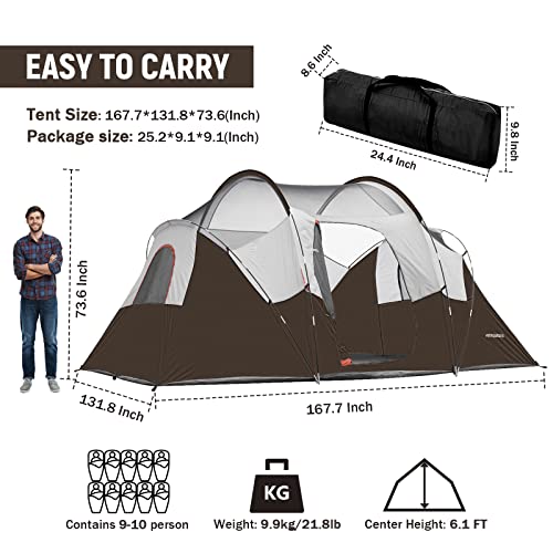HIKERGARDEN 10 Person Tents for Camping Family Outdoor Dome Tent - Image 2