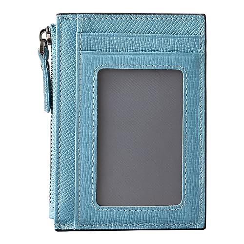 Image of Slim Wallet for Women Small Leather RFID Blocking Credit Card Holder Minimalist Front Pocket Wallet with Coin Purses & Pouches,Blue