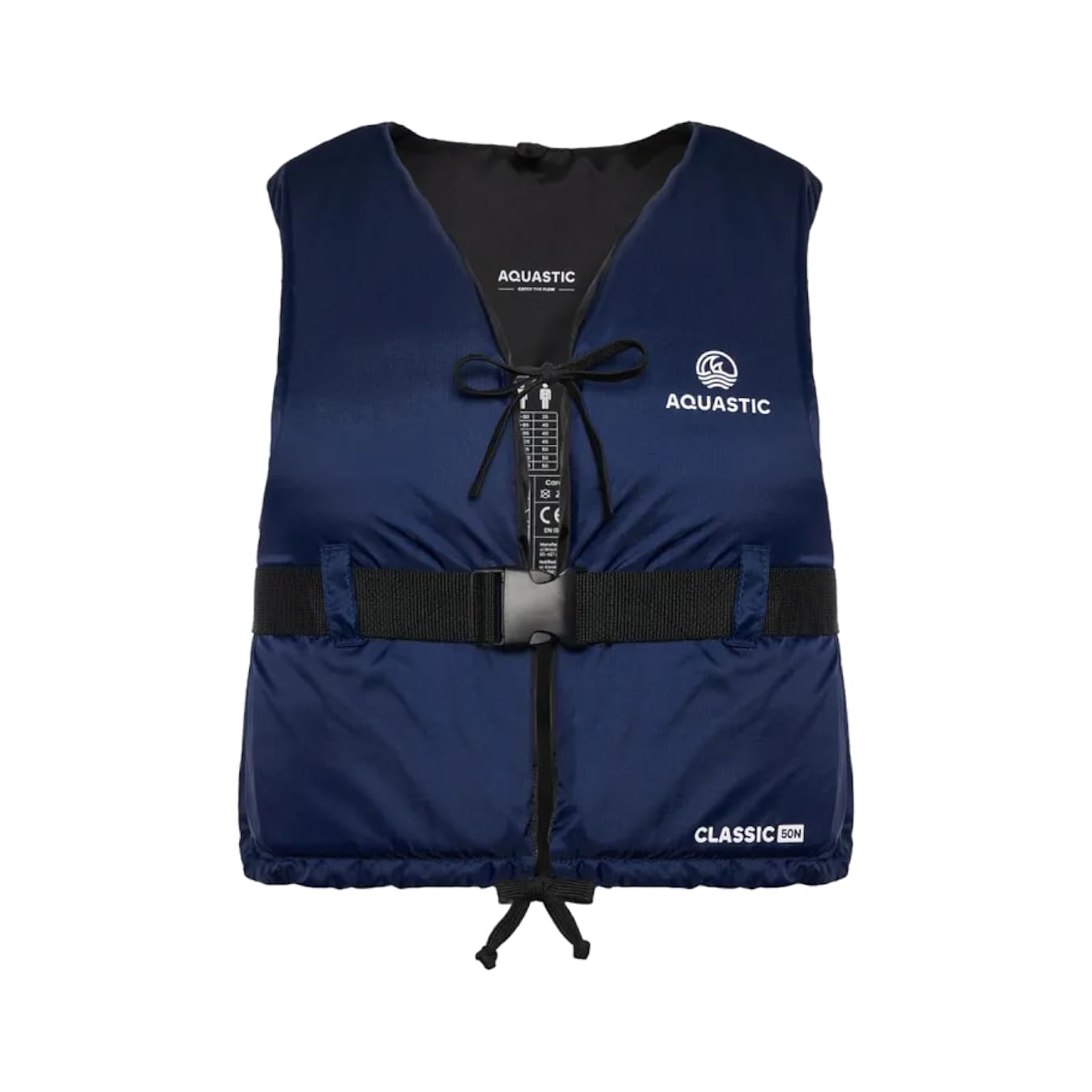 AQUASTIC Classic 50N Sicherungsweste - aus Polyamid, Polyethylenschaum, 50N Auftrieb, Verstellbarer Gürtel, Kordelzug, Trockenschlaufe, Kajak, Schlauchboot