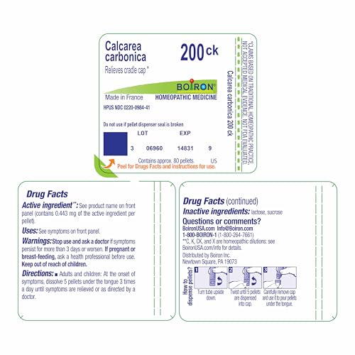 Boiron Calcarea Carbonica 200Ck, Homeopathic Medicine for Cradle Cap - 80 Pellets - image 8