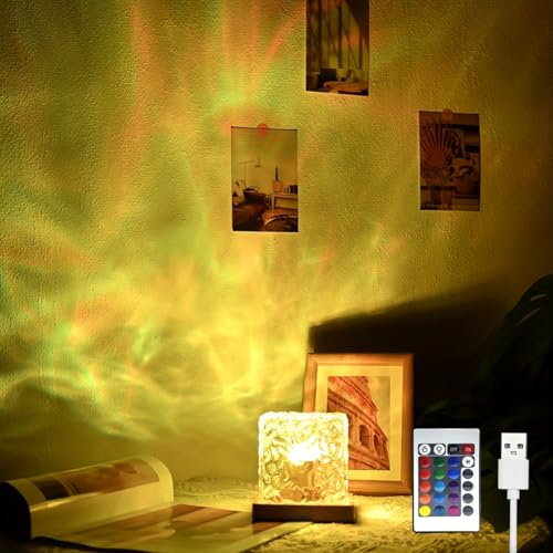 Northern Lights Ocean Wave Projector Light, Galaxy Light Projector, 16 Colors Gradual Rotating Flame...
