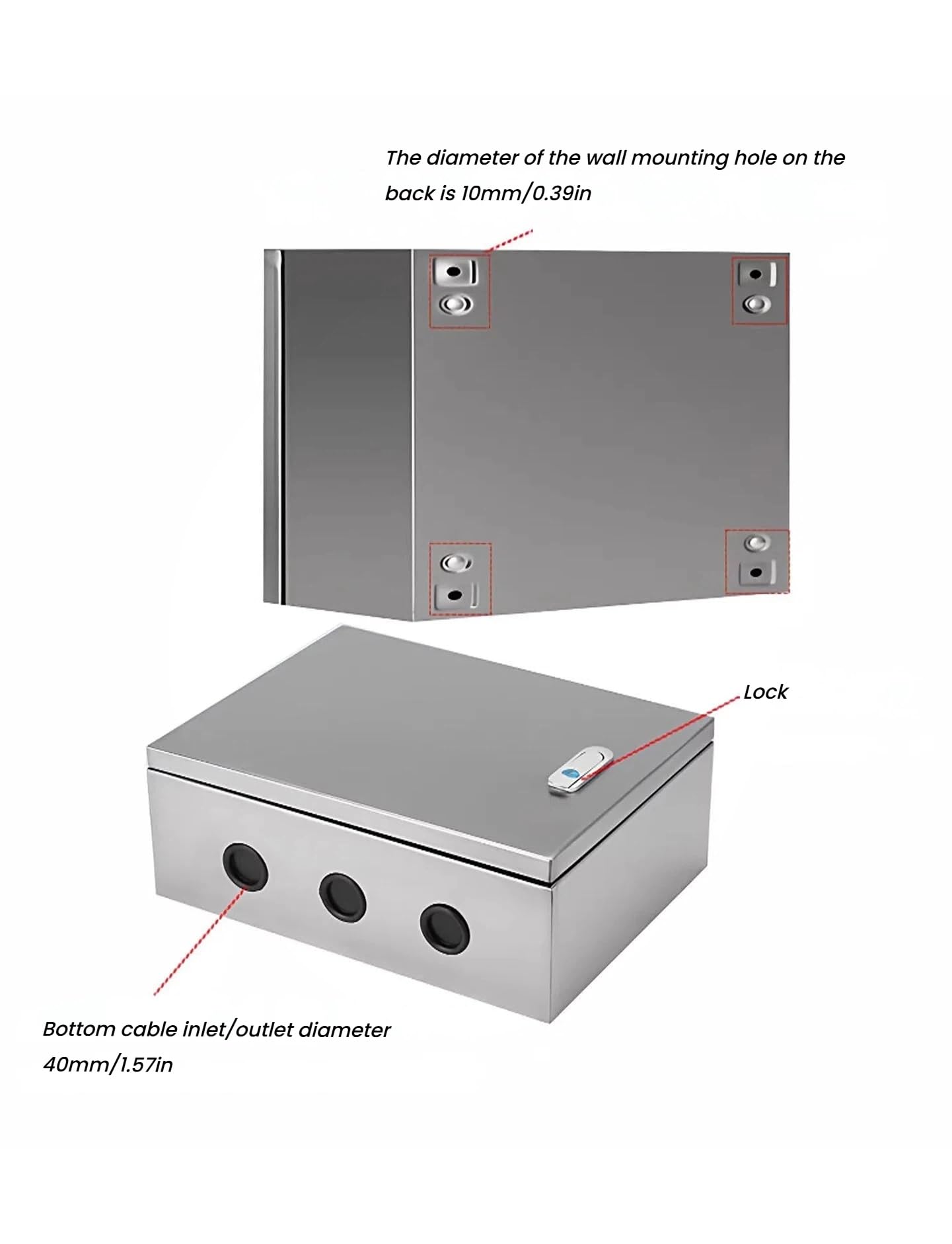 Scatola elettrica resistente alle intemperie, scatola di giunzione con serratura per una conservazione sicura, recinzione in acciaio inossidabile 304 con piastra di montaggio
