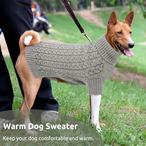 Hundepullover für Große Hunde Hundepulli Winter Warm Hunde Pullover Rollkragen Strickpullover Hundemantel Hundepulli für Corgi,Golden Retriever Wintermantel Hunde Warme Hundekleidung Grau,XXL