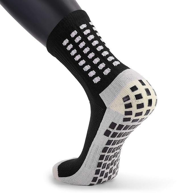 Athletic Sport Socks for Men & Women – Anti-Slip Grip Ankle Socks with Thick Cushion – Non-Slip Rubber Sole Sports Socks for Running, Soccer-image-0