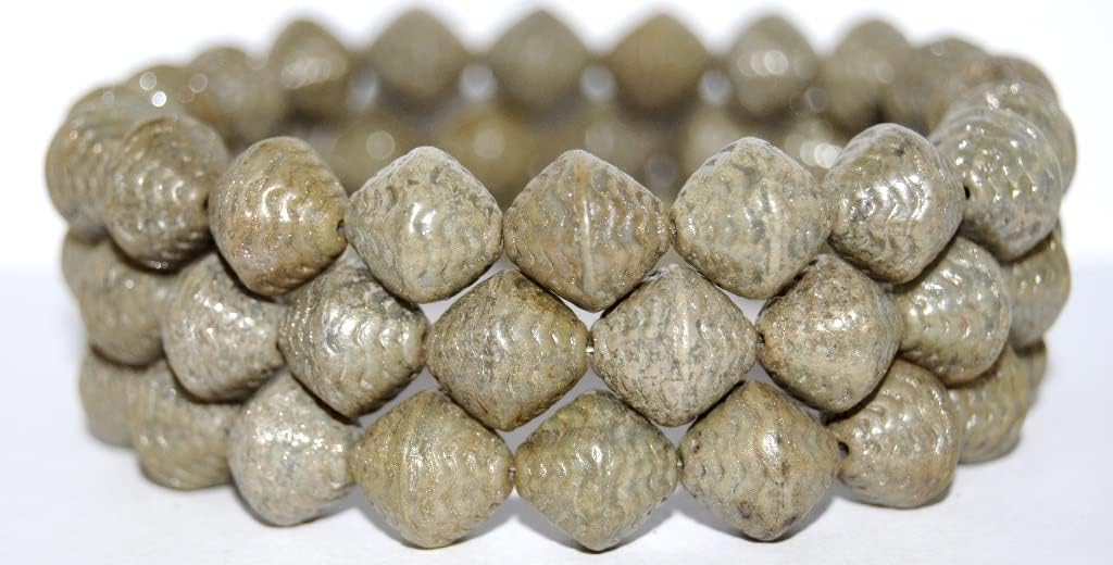 60 pcs Bicone Pressed Glass Beads Wasp Nest, Mixed Colors Travertin (Mix 86800), Glass, Czech Republic, Size 12 mm (0.47 in)