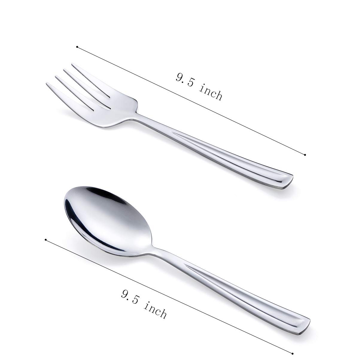 GoGeiLi Set di cucchiai e forchette in acciaio inox, contiene 3 cucchiai grandi e 3 forchette, 24,1 cm Lavabile in lavastoviglie, set per catering