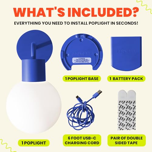 Image of Poplight Wireless Wall Sconce (Shark Tank) Rechargeable & Dimmable LED Light w /App Control & Damage-Free Install, Moveable Modern Ambient Lighting for Elegant Home & Bedroom Decor | Blue