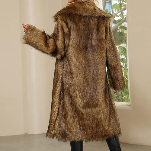 NATHGAM Faux Fur Winter Full Length Coat Women's Oversize Lapel Warm Fur Jacket Comfy Soft Fashion Temperament Outerwear3