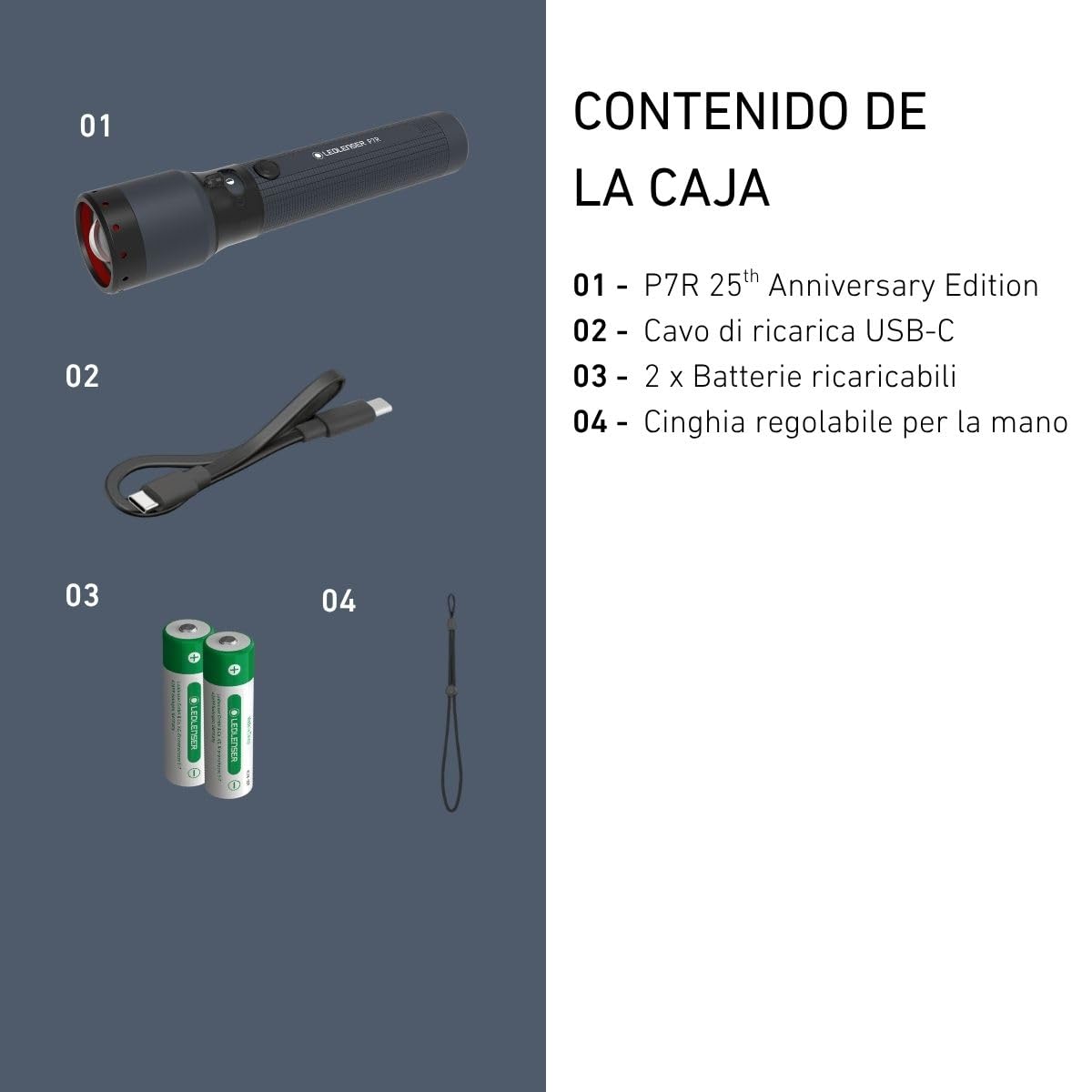 Ledlenser P7R Torcia Ricaricabile, Edizione 25° Anniversario, 2000lm, IP68 | Batteria aggiuntiva inclusa, autonomia raddoppiata, portata 320m, 4 modalità di illuminazione, USB-C, ideale per l'outdoor