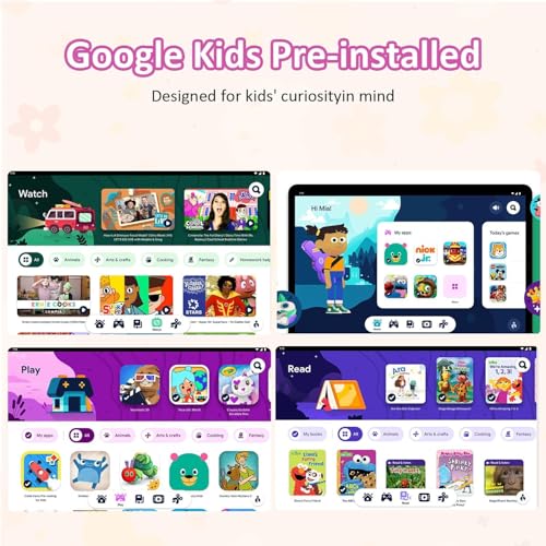 Image of Android 15 Kids Tablet 10.1 Inch, Octa-Core Processor, Case Included,Pink | Built-in parental controls; Google Kid Space installed; 2.4G /5G dual-band WiFi; 21GB RAM 64GB ROM; For Ages 2-12 Toddler