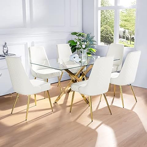Comfy to go Mid Century Modern Chairs Set, Velvet Upholstered Dining Room Chairs with Heightened Backrest and Golden Legs, Kitchen Chairs for Kitchen, Living Room, Restaurant Cover