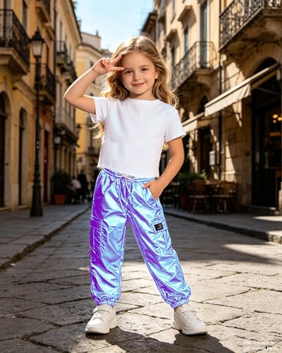 Image of SANGTREE Girls' 2 Piece Outfits T-Shirt and Drawstring Cargo Jogger Pants Clothing Set, 4-14 Years